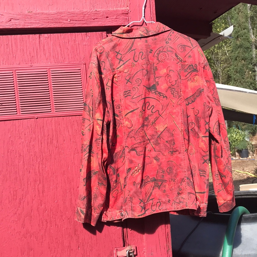 Chico's Red Patterned Jean Jacket - image 5